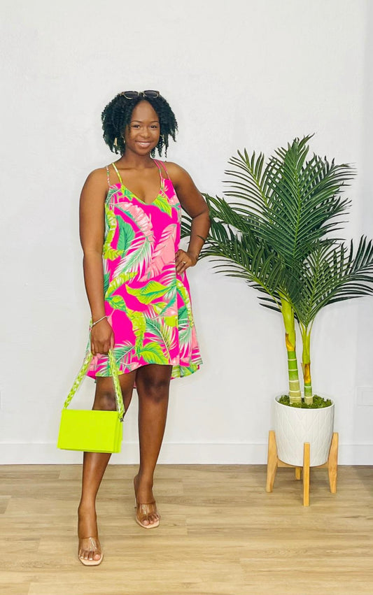 Caramela Tropical Print Dress