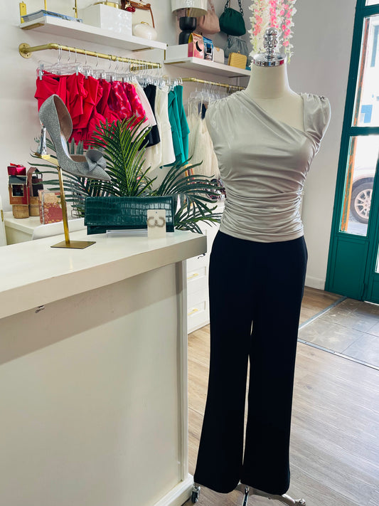DK Cowl Neck Metallic Blouse