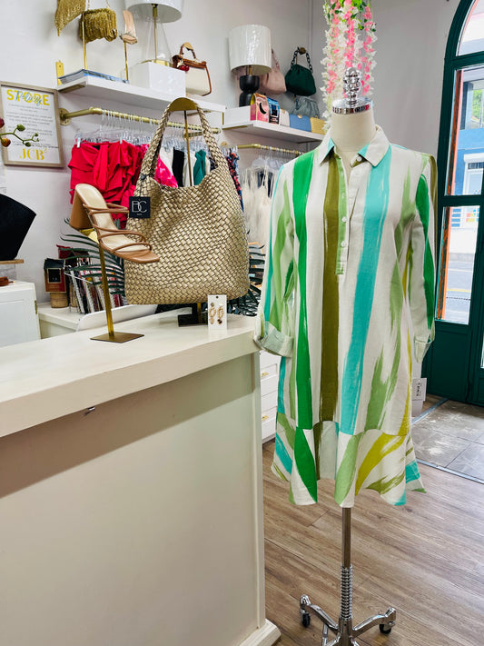 LT 3/4 Sleeve Striped Shift Dress