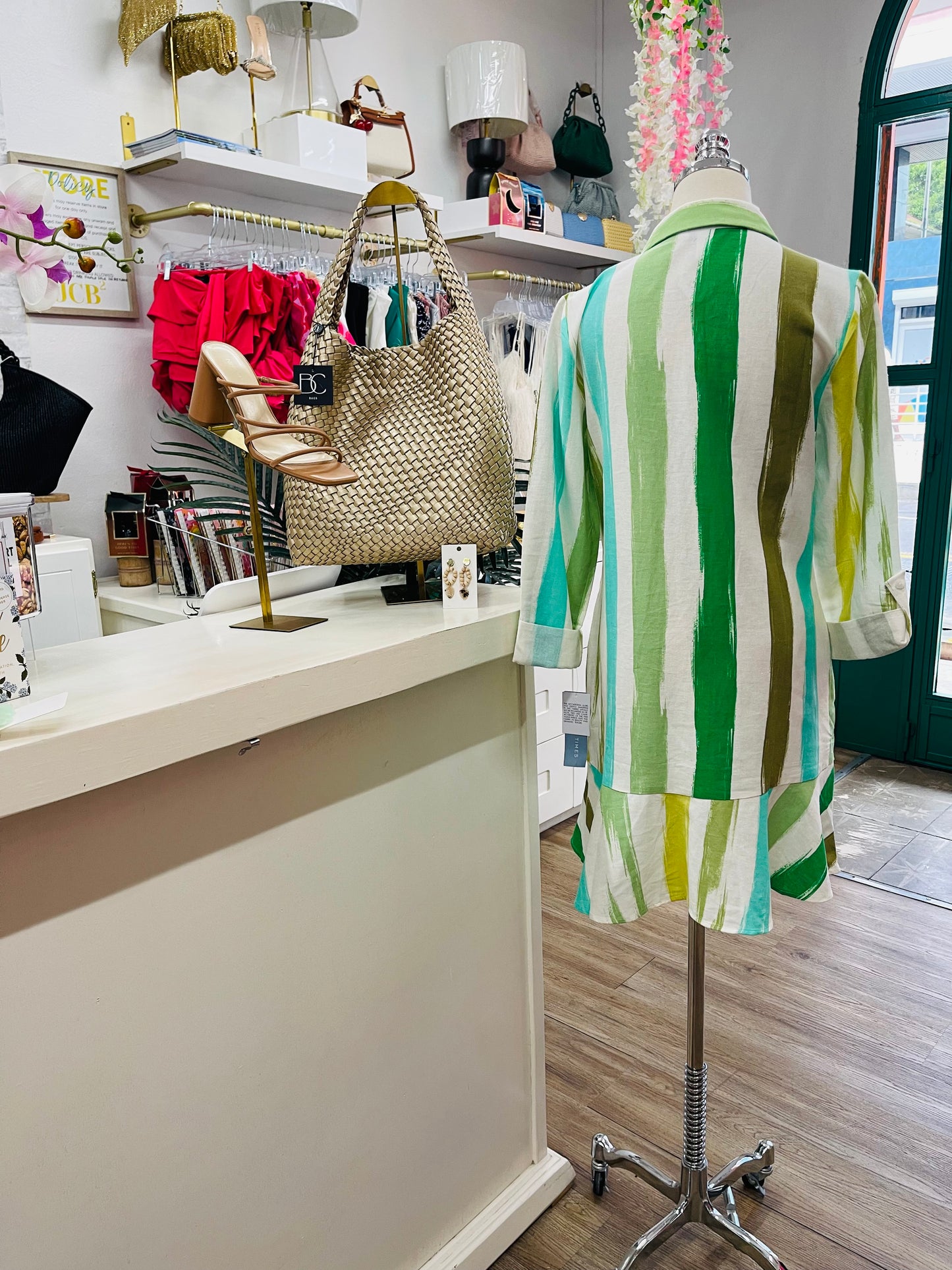 LT 3/4 Sleeve Striped Shift Dress